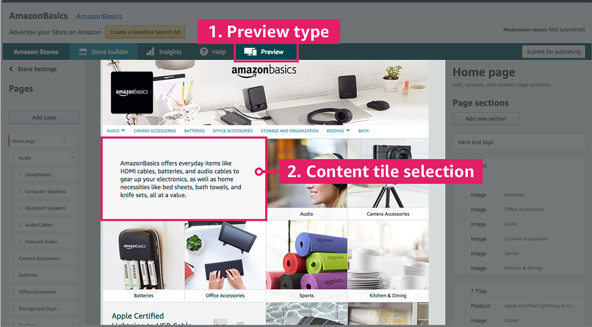 Amazon Brand Store Preview Window